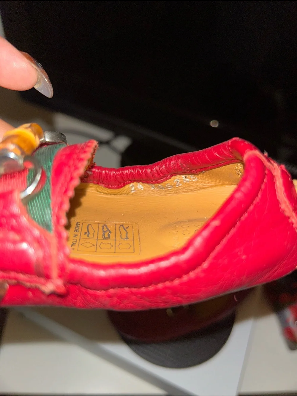 Gucci Red Leather Bamboo Bit Slip-On Loafers